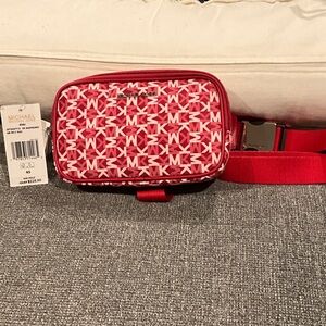 Michael Kors Dark Raspberry/White Logo Belt Bag NWT